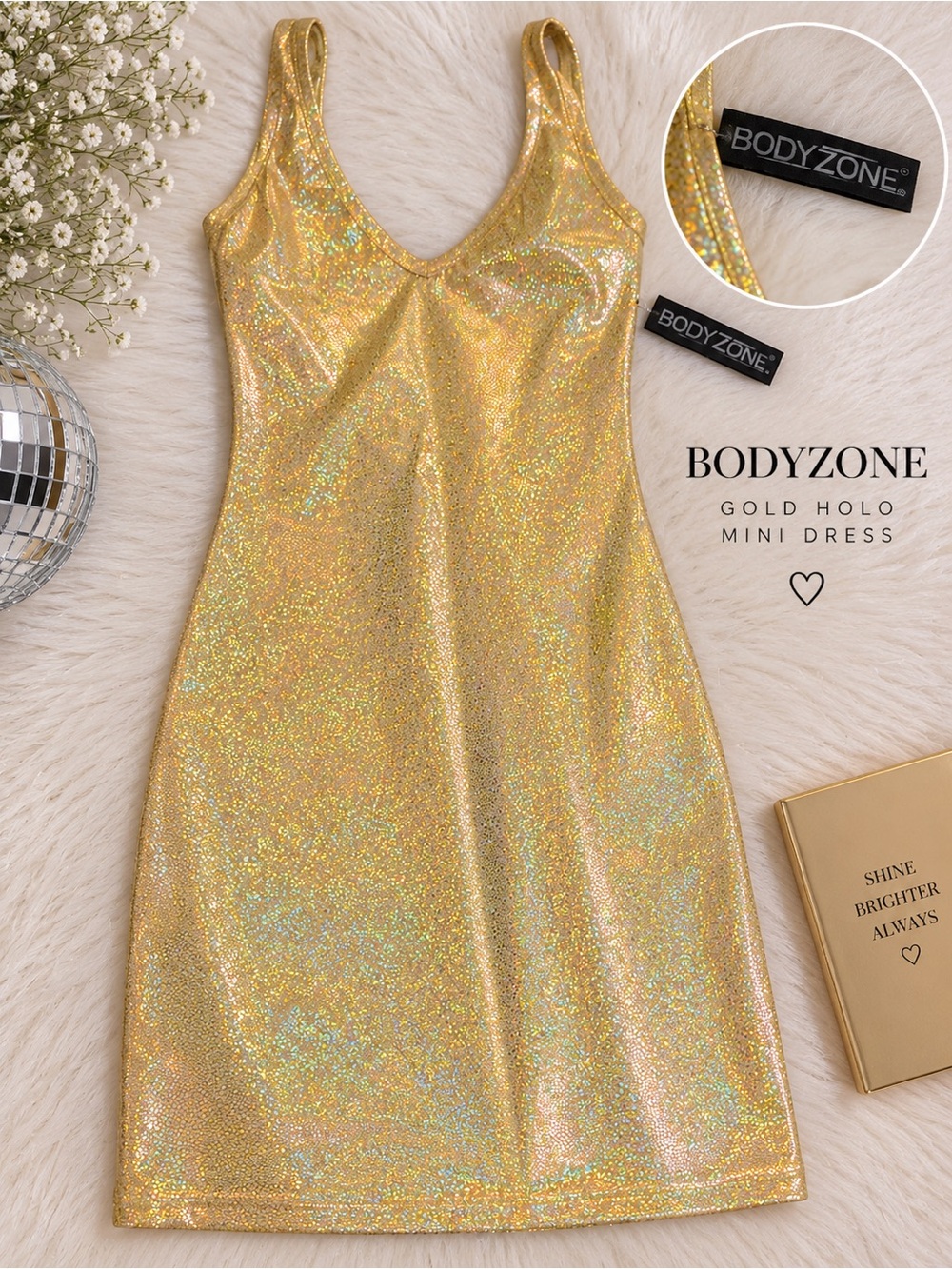 Gold Holographic Mini Dress